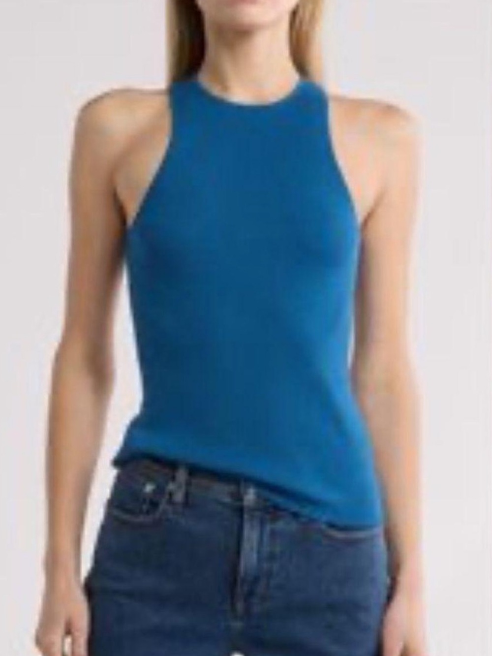 NWT MADEWELL Signature Knit Cutaway Sweater Tank Top slim fit high-neck XS basic